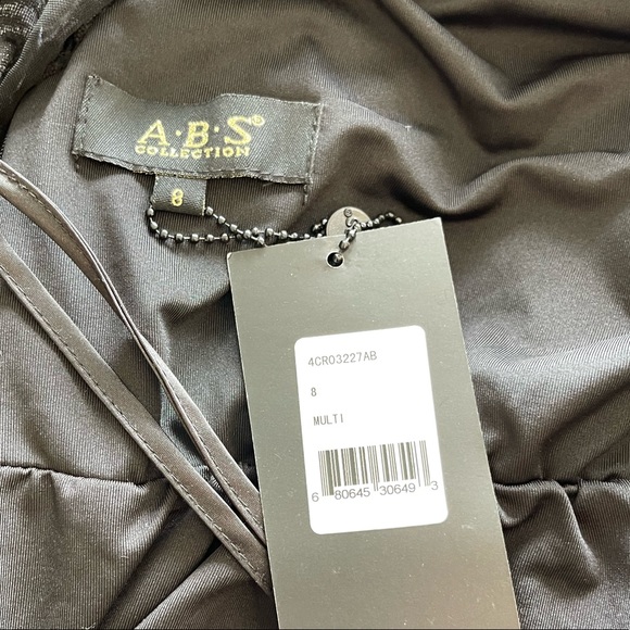 NWT ABS Collection Black Sheer with Velvet Embossed Floral Dress - Picture 12 of 14